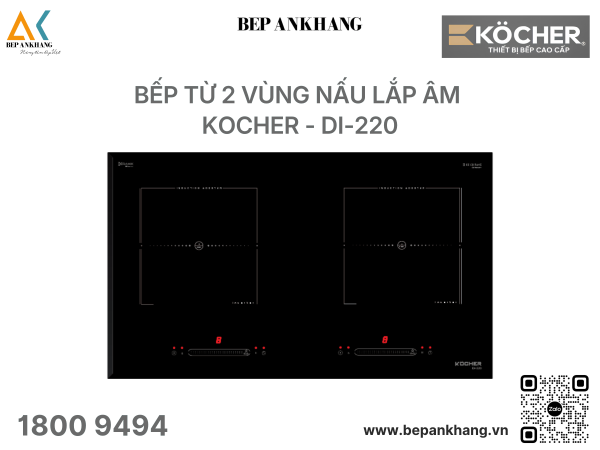Bếp từ 2 vùng nấu Kocher DI-220 - Nhập Khẩu Malaysia